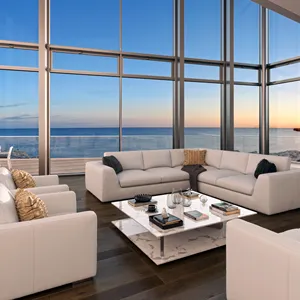 Modern Living Room Furniture Corner Sofás Sofá Sofá Seccional Modular Tecido Waiting Lobby Contemporâneo Sofás Creme