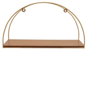 Mensole da parete in legno con struttura in metallo curvo per soggiorno, organizer decorativo da appendere. - Product Image 3