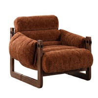 Fauteuil simple de luxe vintage rétro inclinable pour la sieste, mobilier de maison en bois pour balcon et salon