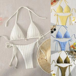 Nouveau bikini sexy européen et américain, <span class=keywords><strong>maillot</strong></span> <span class=keywords><strong>de</strong></span> <span class=keywords><strong>bain</strong></span> une pièce en mousseline <span class=keywords><strong>de</strong></span> soie, ensemble 2 pièces, cordon <span class=keywords><strong>de</strong></span> serrage, dos nu, Xingcheng - Product Image 2