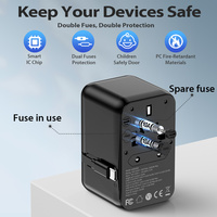 Adaptateur de voyage Worldplug International Worldwide Adaptateur de chargeur rapide multifonction PD 20W avec câble rétractable