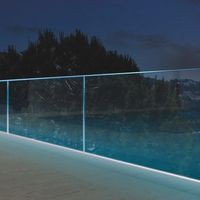 Balustrades en verre et aluminium pour extérieur, rampes en U avec éclairage LED étanche