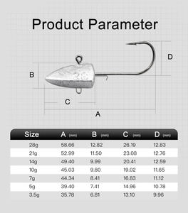 Anzuelo de Pesca con Cabeza de Plomo de <span class=keywords><strong>Tres</strong></span> Lados DORISEA con Acero con Alto Contenido de Carbono, Tamaños de 3.5g-28g para Lubina, Calamar y Más - Product Image 5