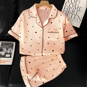 Ensemble de pyjamas en satin <span class=keywords><strong>Sweet</strong></span> Love Summer, taille élastique, manches courtes, confortable, respirant, vêtements de maison doux et relaxants, vente en gros - Product Image 6