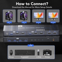 Nouveautés SYONG Commutateurs KVM HDMI 2.1 8K 60Hz 4x1, 8K60Hz 4K120Hz, Commutateur à touche rapide, Commutateur KVM USB3.0 2 ports double moniteur