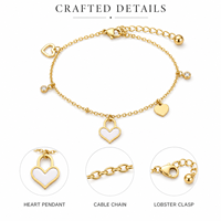 Bracelet à breloques en acier inoxydable plaqué or, chaîne avec fermoir cœur, bijou de poignet tendance, accessoire unisexe