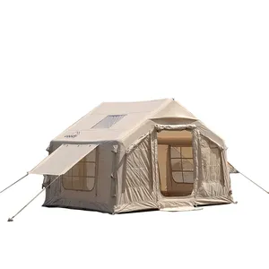 קמפינג חיצוני משפחתי אוהל אוויר בד כותנה מתנפח אוהל קוטג' אוהל בית להרפתקאות