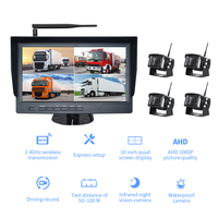 Système de caméra sans fil AHD 4CH pour camion avec moniteur IPS 10 pouces, 2.4G longue portée, DVR AHD 1080P, IP68 pour camionnette, camion-citerne et camion à plateau