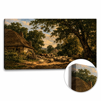 Peinture à l'huile vintage de village agricole européen, échantillons OEM ODM prêts en moins d'une journée