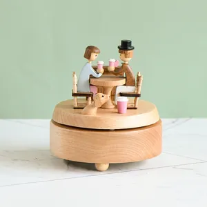 Souvenirs d'amour doux saint valentin amoureux boîte à musique horloge boîte à musique en bois pour enfants garçons filles