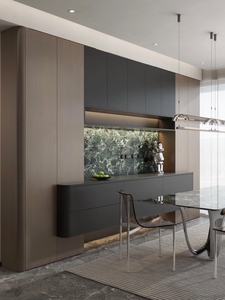 <span class=keywords><strong>Buffet</strong></span> d'angle en forme de L avec grands tiroirs de rangement pour espace repas au rez-de-chaussée de duplex - Product Image 3