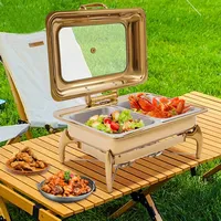 Luxe gouden chafing dish van 9 liter, buffetset voor hotel, catering, restaurant, voedselwarmer van hoogwaardig roestvrij staal