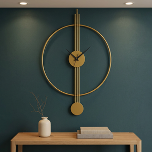 Minimalist Gold Plated Round Wall <b>Clock</b> Quartz Analog Silent Hanging Design for Living Room - Product Image 5