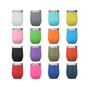 Commercio all'ingrosso personalizzato 12 Oz sottovuoto isolato tazza di caffè Logo personalizzato a doppia parete Ombre in acciaio inossidabile bicchiere di vino con coperchio - Product Image 4