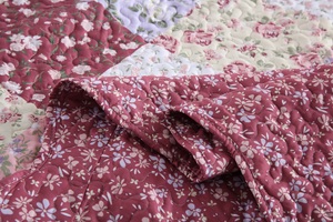 Geblümtes, gestepptes 3-teiliges Set aus Mikrofaser, <span class=keywords><strong>Patchwork</strong></span>, für den Sommer, Tagesdecken im Großhandel - Product Image 5