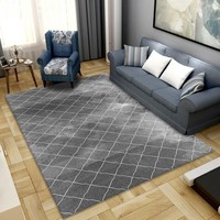 Tapis géométrique rétro grec noir et blanc en peluche, fabriqué à la machine en polyester, pour salon, bureau ou maison