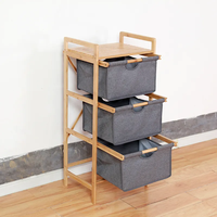 Slim 3 sections Vente Multifonction OEM Rack 3-Tiroir Panier À Linge Panier Bambou Bois tiroir Rangement coin Salle De Bains meubles