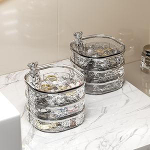 Scatola Portaoggetti di Lusso Trasparente Multistrato con Design Quadrato, Coperchio Girevole e Facile Accesso - Product Image 3