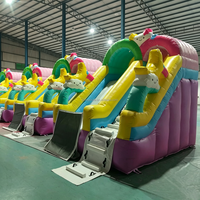 Château gonflable commercial en PVC sur le thème de la licorne avec toboggan, maison gonflable combinée, idéal pour les fêtes d'enfants