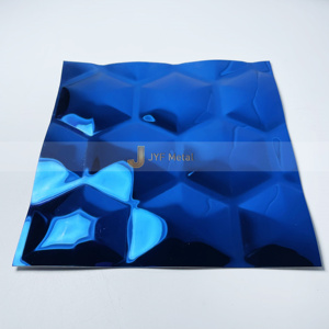 LL274 Série 304 Acier Inoxydable Film PVD Effet Miroir 3D Couleur Bleue Feuilles Estampées et Gaufrées pour Soudure, Découpe et Décorations - Product Image 6