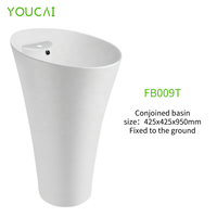 Bassin sur pied en céramique économique forme ronde bassin sur pied autoportant en blanc pakistan lavabo à main avec socle