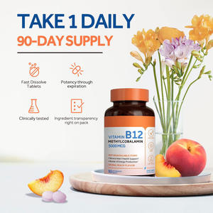 แท็บเล็ตวิตามินบี B12ซับซ้อนอาหารเสริมเพื่อสุขภาพวิตามินบีเม็ดเคี้ยว B12 - Product Image 3