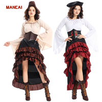 Robe Vintage de Capitaine Pirate Jack Sparrow pour Femme Adulte, Costume Médiéval pour Fêtes, Robes de Cosplay, Costumes de Pirates