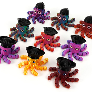 Poulpe pirate imprimé en 3D, animaux imprimés en 3D, articulations flexibles, décoration de bureau, salle de classe, maison - Product Image 5