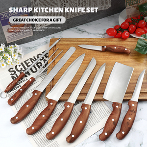 10-Piece Stainless Steel Kitchen <strong>Knives</strong> Sharp Polished Serrated Edge Dishwasher <strong>Safe</strong> Plastic Handles Outdoor Chef's <strong>Knife</strong> Set - Product Image 2