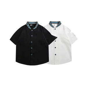 Camisa de béisbol para mujeres y hombres Hippe Vintage Oversize Hip Hop Streetwear estilo coreano <span class=keywords><strong>blusa</strong></span> corta de media manga con botones - Product Image 1