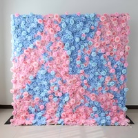 Panel bunga sutra gulung kualitas tinggi 8x8 "kustom 3D/5D bunga mawar buatan latar belakang dekorasi pernikahan latar belakang