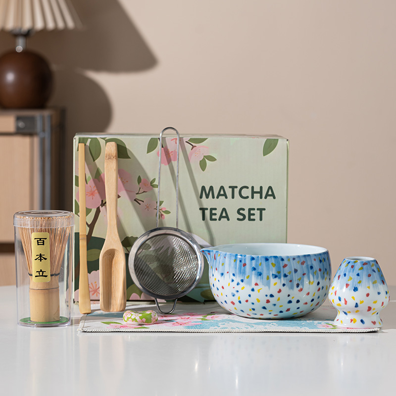 Color wave dot matcha 8-piece set sky blue