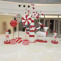 Arche en fibre de verre personnalisée de grande taille en forme de bonbon pour parc, statue de canne en sucre de taille réelle pour la décoration de Noël