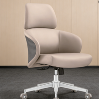 Chaise de bureau de direction moderne en cuir - Chaise de patron ergonomique pivotante - Chaise de bureau de direction luxueuse à dossier moyen