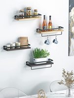 Étagère flottante en bois sur mesure, support de salle de bain, porte-serviettes, support mural, étagère marron clair, 2 ensembles