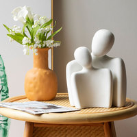 Ensemble de 2 sculptures de statue en céramique pour la décoration de la maison