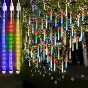 Vertak 8 Tubes Rain Lights Solar Christmas Solar Meteor Shower Lights Led Falling Rain Fairy String Lights