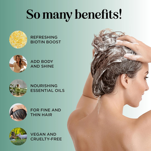 Champú Voluminizador con Biotina y Romero para Cabello Rizado, Fórmula Vegana Engrosadora, Vitaminas B, Aceite de Árbol de Té, <span class=keywords><strong>Sin</strong></span> Sulfatos ni <span class=keywords><strong>Siliconas</strong></span>, para el Crecimiento - Product Image 4