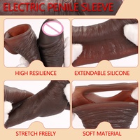 Préservatif en silicone vibrant à particules de cristal épaissies et allongées, lavable et réutilisable pour hommes LM-CT614-2