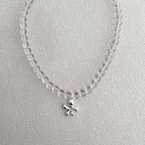 Collier Pendentif Fleur en Argent S925 avec Perles de Cristal Transparentes, Design Tendance Dylam pour Femmes, Bijoux Fins - Product Image 3