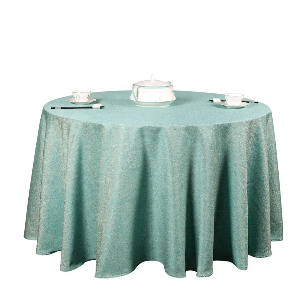 New thickened customizable 280gsm light green turquoise round tablecloth for restaurant banquet