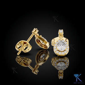 Lab Grown <b>Diamond</b> Brilliant Cut Halo Drop <b>Earrings</b> 18K Solid Gold Luxury Teardrop <b>Dangle</b> IGI Certified Women Jewelry Bridal - Product Image 1