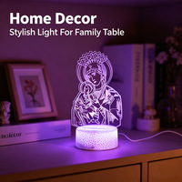 Lampe de table LED 3D en ABS, Vierge Marie, avec contrôle tactile, alimentation USB, en forme de statue religieuse, cadeau chrétien pour la maison