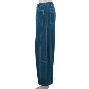 2025 femmes <span class=keywords><strong>taille</strong></span> haute pantalon droit décontracté Stretch <span class=keywords><strong>jean</strong></span> léger lavé Denim vente chaude Design à la mode - Product Image 3