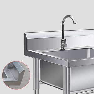 Évier utilitaire commercial autoportant à 3 bacs en acier inoxydable pour marchés de fruits de mer et poissonniers - Product Image 3