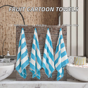 Striped Cotton Hand <b>Towels</b> Blue <b>White</b> Rectangle Woven Beach <b>Towel</b> Adult Use - Product Image 2