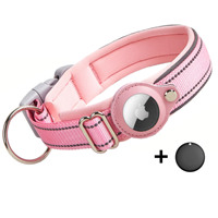 Collier pour chien réfléchissant rembourré et robuste en nylon de luxe pour AirTag et traceur GPS sécurisé et anti-perte