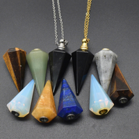 Collier en cristal naturel hexagonal poli, design original, vente en gros, pendentifs en jade, pyramide, améthyste, flacon de parfum