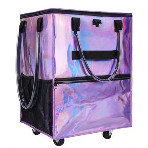 Chariot de courses pliable Hitree avec 2 roues, sac amovible, design léger, fermeture éclair et poignée en sangle PP - Product Image 1