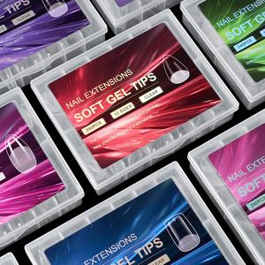 Ensemble de 240 embouts d'ongles ultra-minces et sans couture avec motif carré de style français transparent et semi-givré pour doigts - Product Image 1
